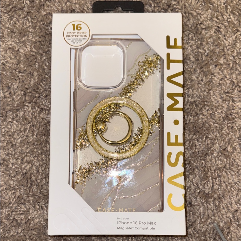 Case-Mate Gold Glitter Ring Phone Case for iPhone 16 Pro Max